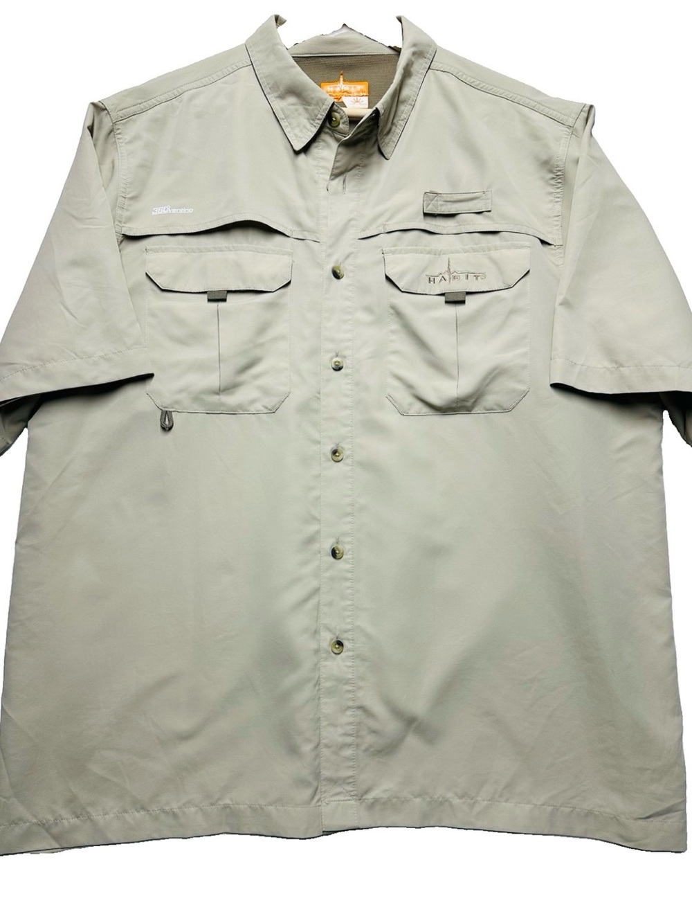 Habit Men's XL/XXG Fishing Shirt Short Sleeve UPF 40+ Vented Khaki